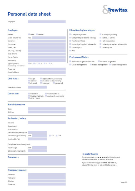 Personal Data Sheet